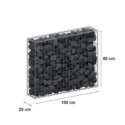 Gabbione 100 cm x 80 cm x 20 cm (L x H x P), maglia 5 cm x 10 cm, spirale