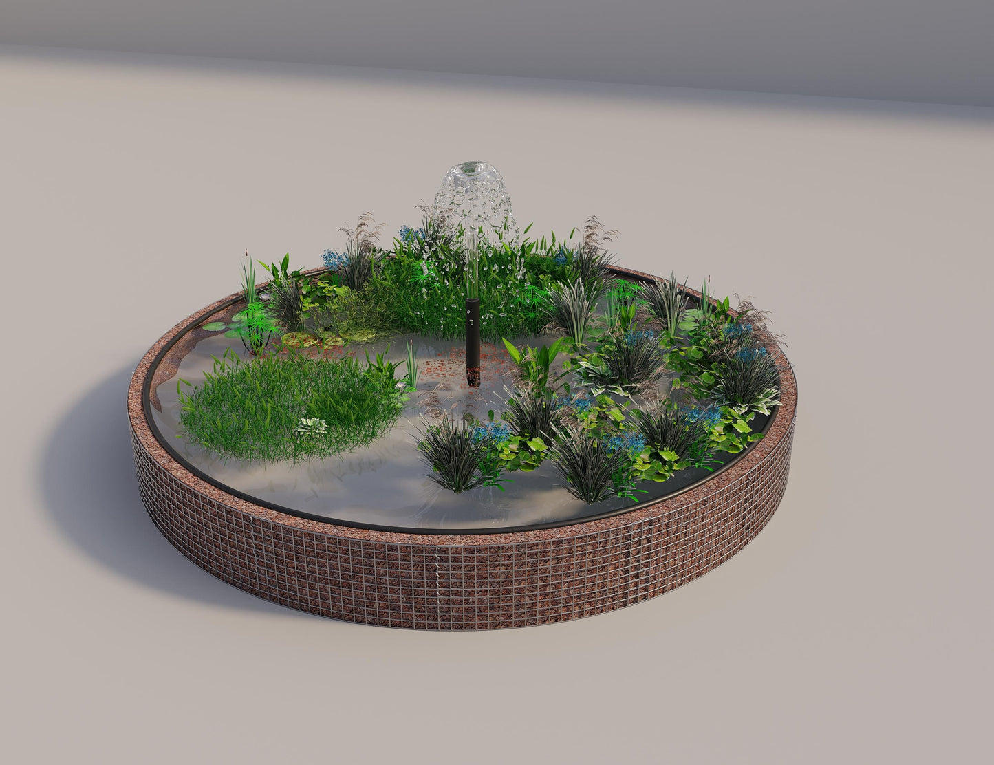 Gabion bassin surélevé rond, diamètre extérieur 412 cm, hauteur 50 cm, mailles 5 x 5 cm, épaisseur de paroi 15 cm