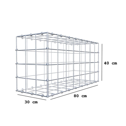 Gabione 80 cm x 40 cm x 30 cm (L x H x T), Maschenweite 10 x 10 cm, Spiralring