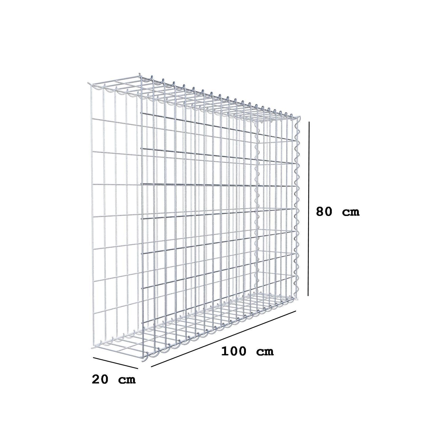 Add-on schanskorf type 2 100 cm x 80 cm x 20 cm (L x H x D), maaswijdte 5 cm x 10 cm, spiraalvormig