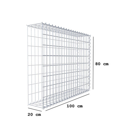 Add-on schanskorf type 2 100 cm x 80 cm x 20 cm (L x H x D), maaswijdte 5 cm x 10 cm, spiraalvormig