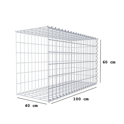 Gavión complementario tipo 2 100 cm x 60 cm x 40 cm (L x A x P), malla 5 cm x 10 cm, espiral