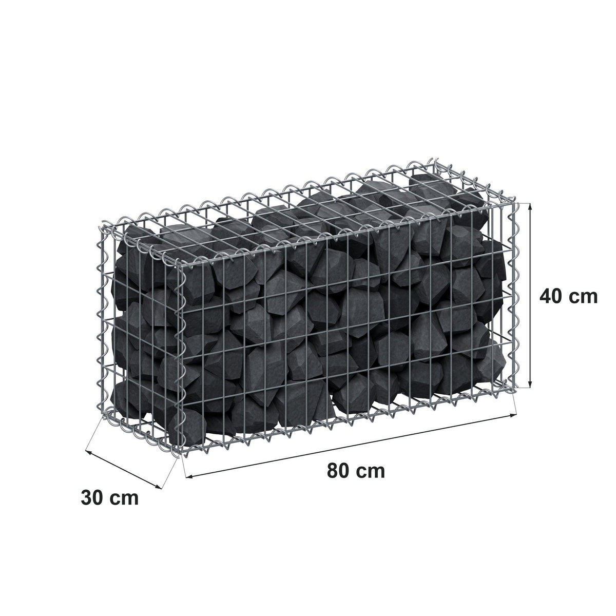 Schanskorf 80 cm x 40 cm x 30 cm (L x H x D), maaswijdte 5 cm x 10 cm, spiraalvormig