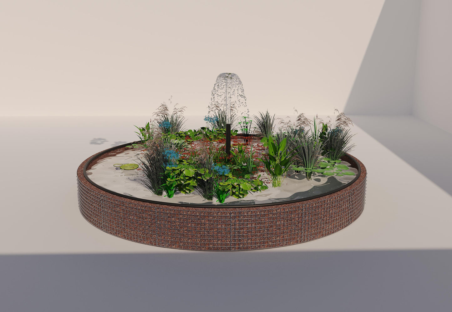 Gabion bassin surélevé rond, diamètre extérieur 442 cm, hauteur 50 cm, mailles 5 x 5 cm, épaisseur de paroi 15 cm