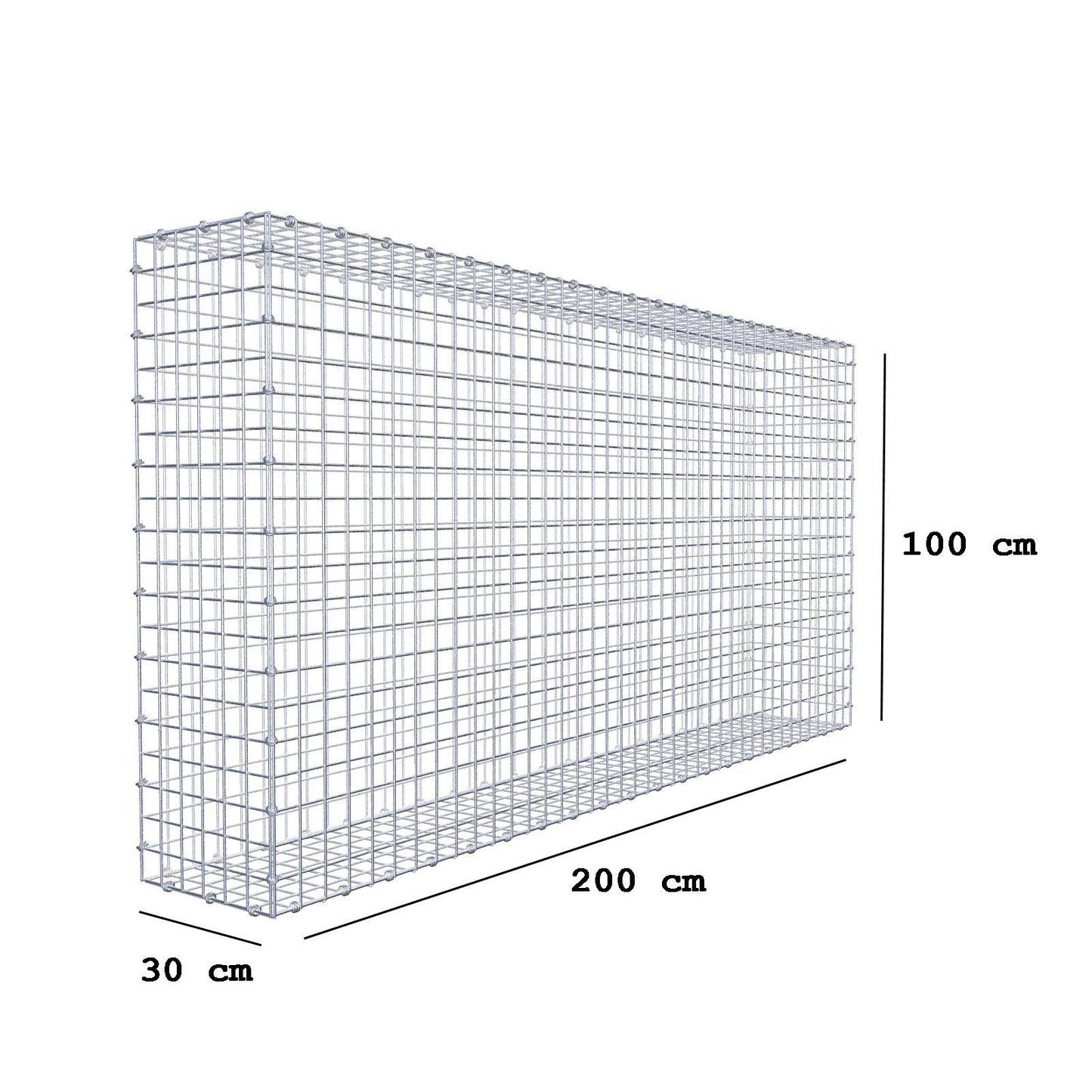 Schanskorf 200 cm x 100 cm x 30 cm (L x H x D), maaswijdte 5 x 5 cm, spiraalring