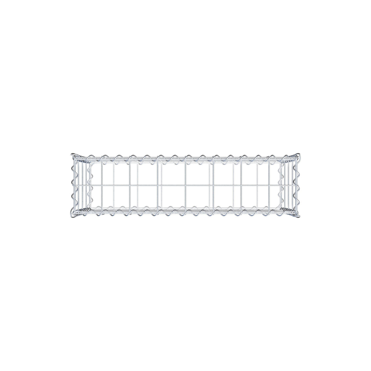 Schanskorf 80 cm x 40 cm x 20 cm (L x H x D), maaswijdte 10 cm x 10 cm, spiraalvormig