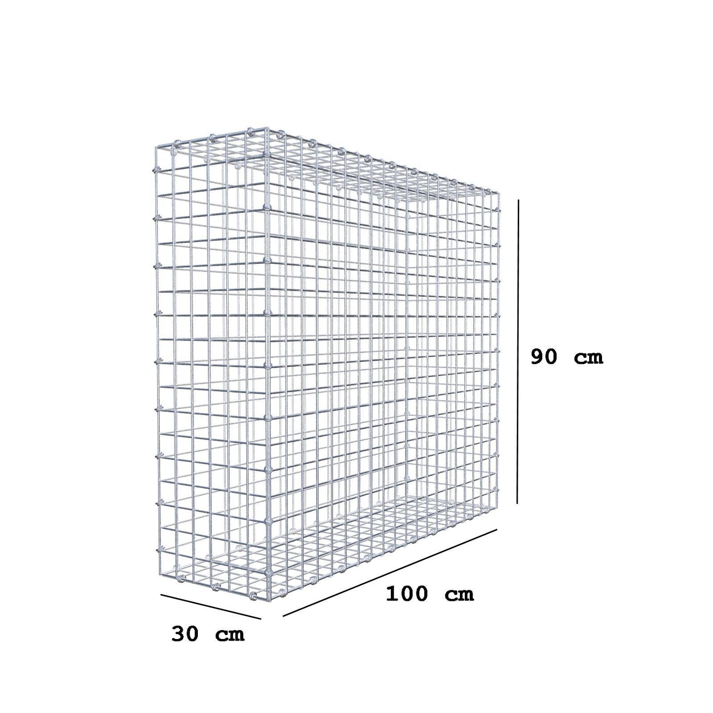 Schanskorf 100 cm x 90 cm x 30 cm (L x H x D), maaswijdte 5 x 5 cm, spiraalring