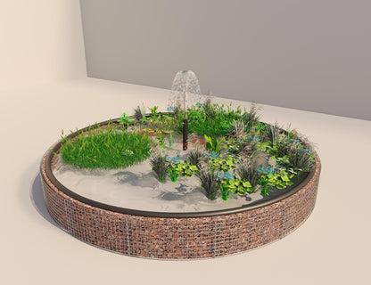 Gabion upphöjd damm rund, ytterdiameter 502 cm, höjd 50 cm, maskstorlek 5 x 5 cm, väggtjocklek 15 cm