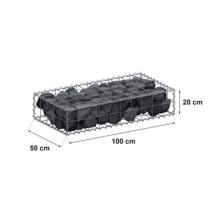 Gabion 100 cm x 20 cm x 50 cm (L x H x D), maskstorlek 10 cm x 10 cm, spiral