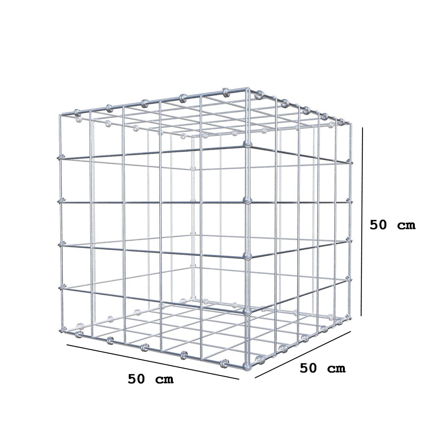 Gabion 50 cm x 50 cm x 50 cm (L x H x D), mesh size 10 x 10 cm, spiral ring