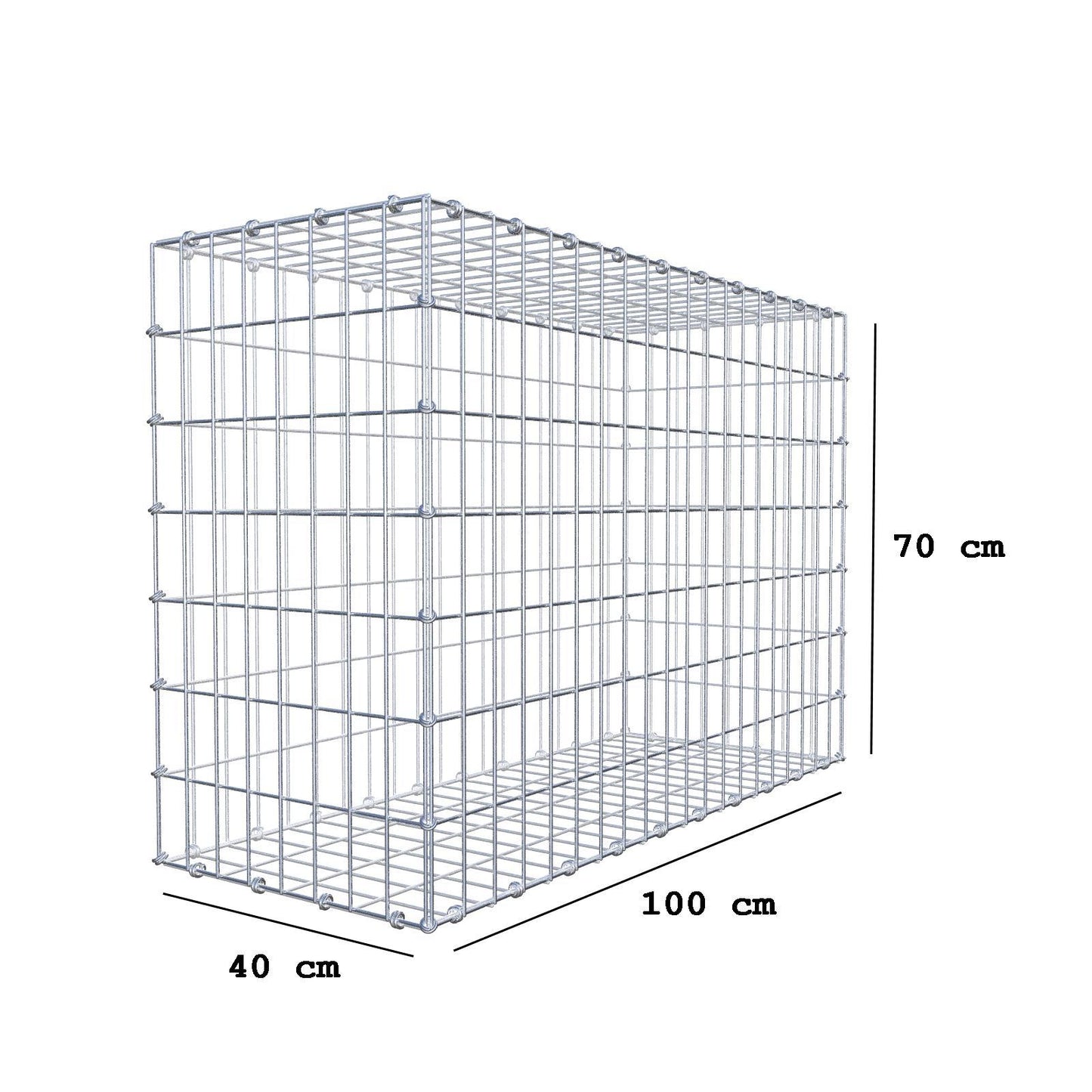 Gabione 100 cm x 70 cm x 40 cm (L x H x T), Maschenweite 5 x 10 cm, Spiralring