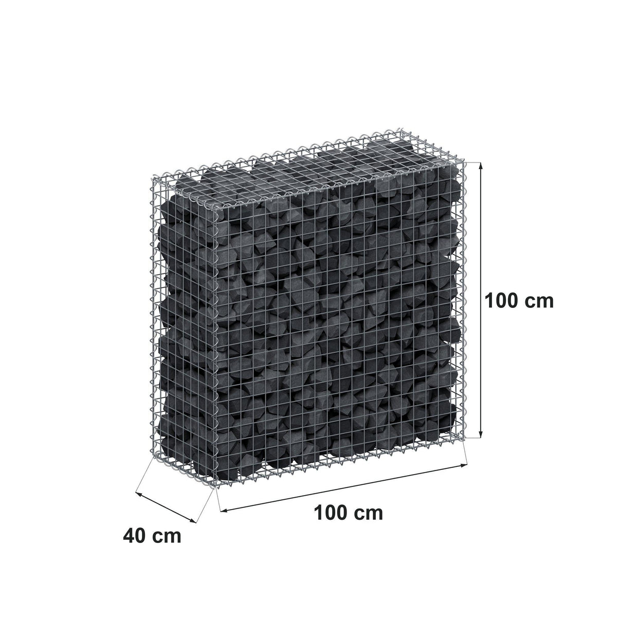 Gabion 100 cm x 100 cm x 40 cm (L x H x P), mailles 5 cm x 5 cm, spirale