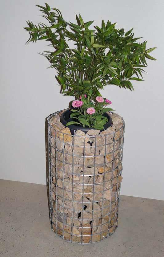 Flower column height 62 cm round, diameter 37 cm, MW 5 x 5 cm, hot-dip galvanized including pot