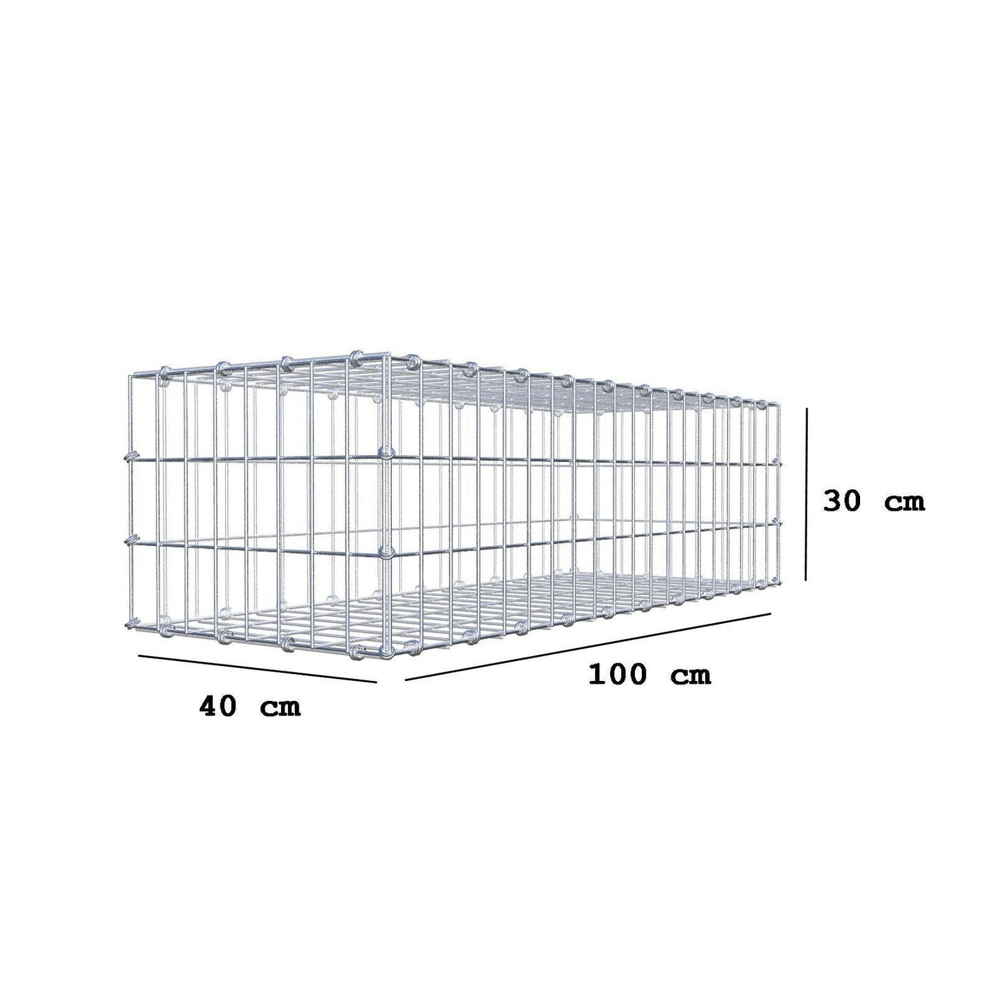 Gabion 100 cm x 30 cm x 40 cm (L x H x D), maskstorlek 5 x 10 cm, spiralring