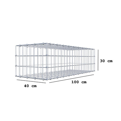 Gabion 100 cm x 30 cm x 40 cm (L x H x D), maskstorlek 5 x 10 cm, spiralring