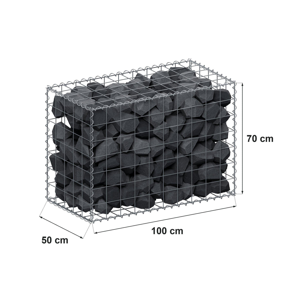 Gabione 100 cm x 70 cm x 50 cm (L x H x T), Maschenweite 10 cm x 10 cm, Spirale