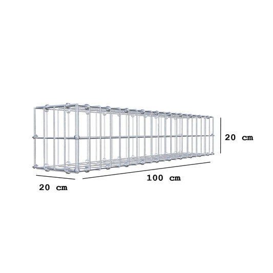 Gabion 100 cm x 20 cm x 20 cm (L x H x P), mailles 5 x 10 cm, anneau en spirale