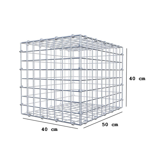Schanskorf 50 cm x 40 cm x 40 cm (L x H x D), maaswijdte 5 x 5 cm, spiraalring