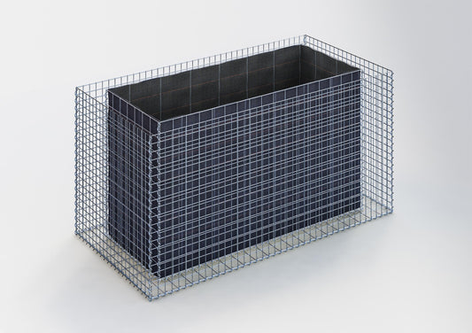Rechthoekig verhoogd bed 200 cm x 100 cm x 100 cm (L x H x D), maaswijdte 5 x 5 cm, wanddikte 15 cm