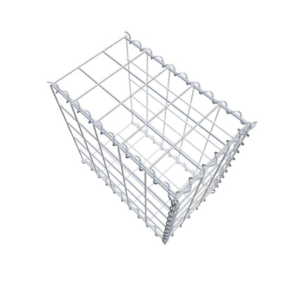Opbouw schanskorf type 2 50 cm x 50 cm x 30 cm (L x H x D), maaswijdte 10 cm x 10 cm, spiraal