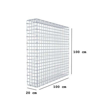 Gabion 100 cm x 100 cm x 20 cm (L x H x D), maskestørrelse 5 x 5 cm, spiralring