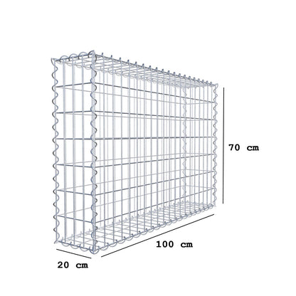 Schanskorf 100 cm x 70 cm x 20 cm (L x H x D), maaswijdte 5 cm x 10 cm, spiraalvormig