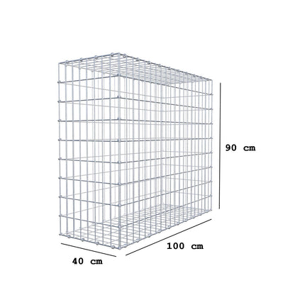 Gabione 100 cm x 90 cm x 40 cm (L x H x T), Maschenweite 5 x 10 cm, Spiralring