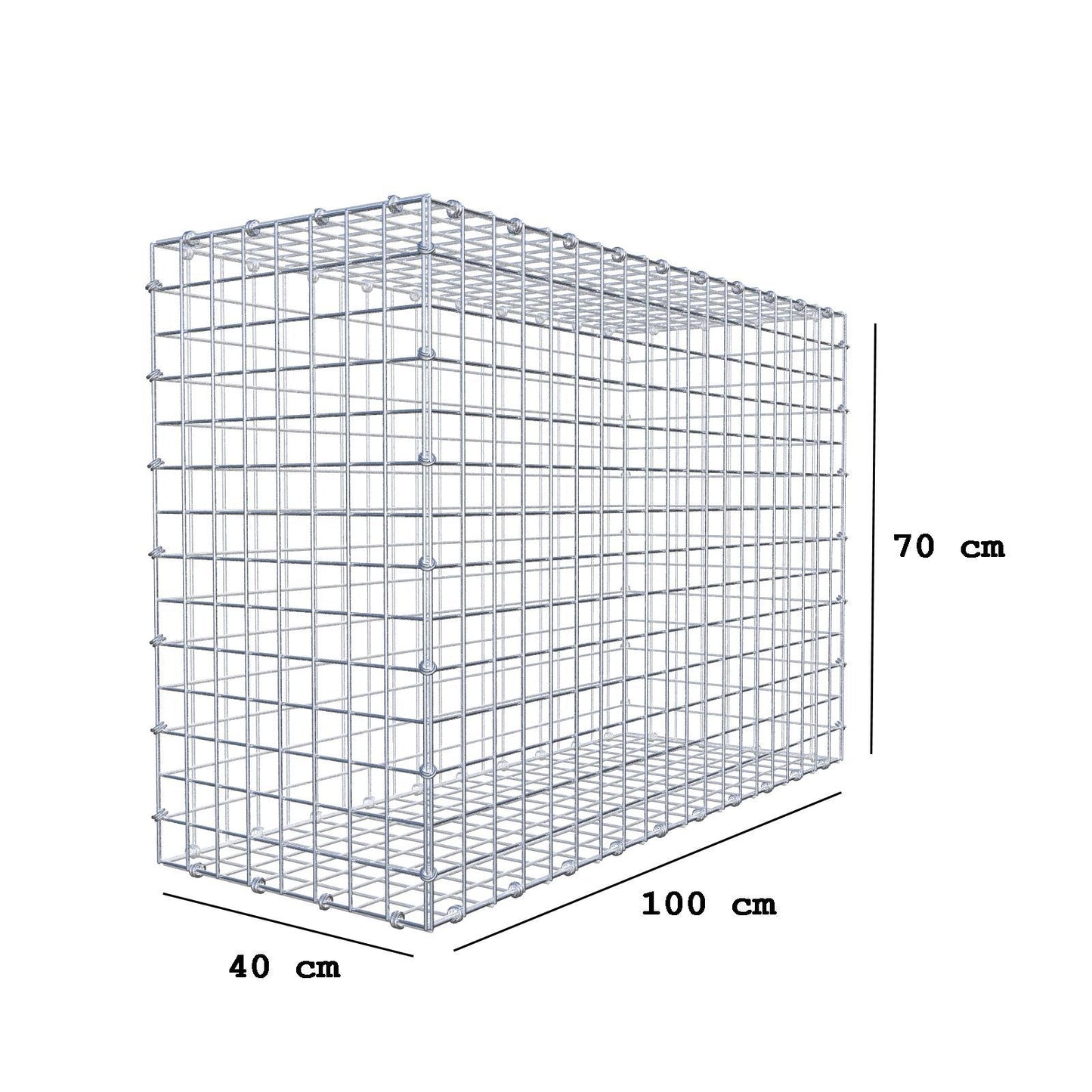 Schanskorf 100 cm x 70 cm x 40 cm (L x H x D), maaswijdte 5 x 5 cm, spiraalring