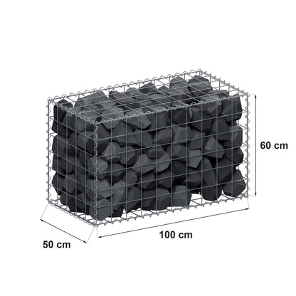 Gabion 100 cm x 60 cm x 50 cm (L x H x D), maskestørrelse 10 cm x 10 cm, spiral