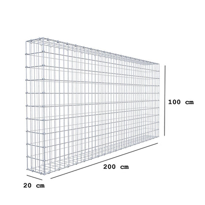 Gabbione 200 cm x 100 cm x 20 cm (L x H x P), maglia 5 x 10 cm, anello a spirale