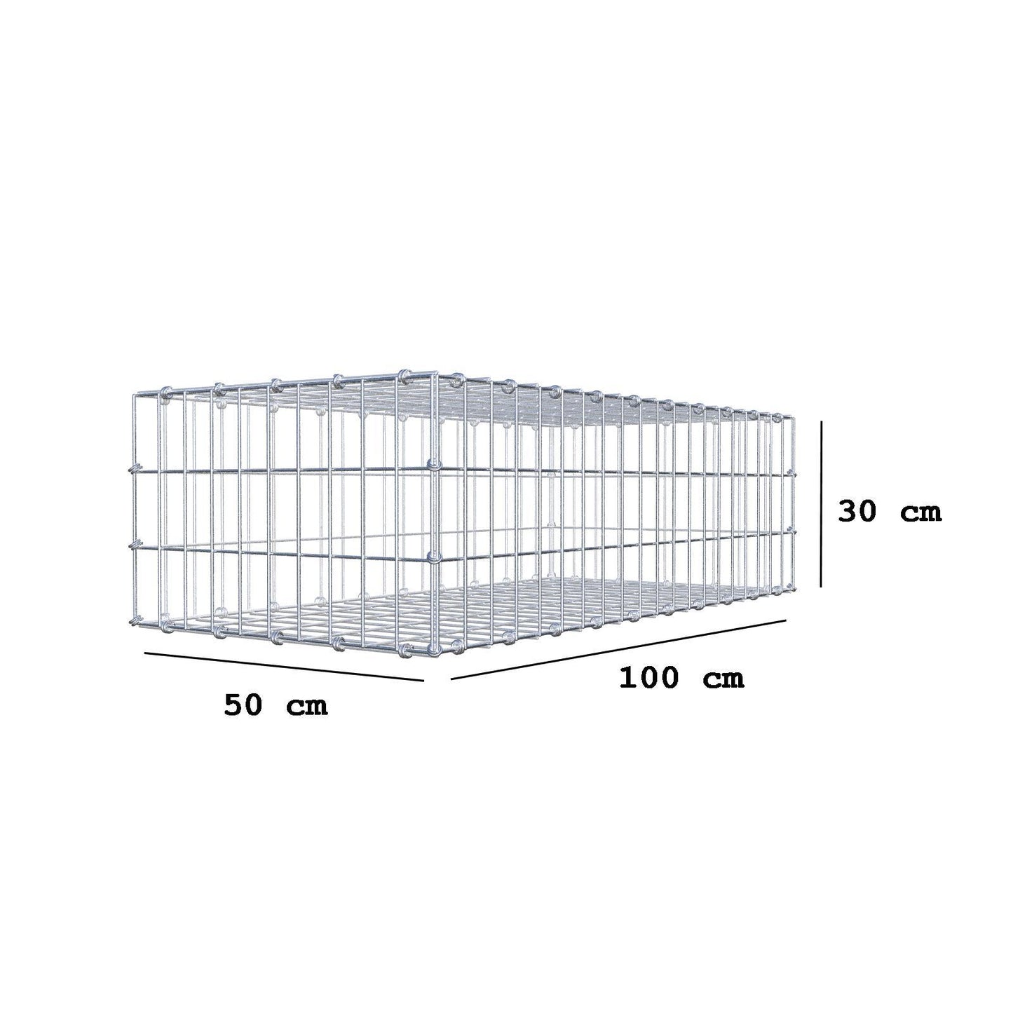 Gabion 100 cm x 30 cm x 50 cm (L x H x D), mesh size 5 x 10 cm, spiral ring