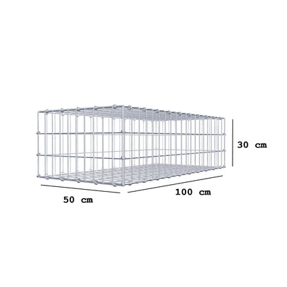 Gabion 100 cm x 30 cm x 50 cm (L x H x D), mesh size 5 x 10 cm, spiral ring