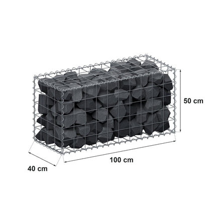 Gabion 100 cm x 50 cm x 40 cm (L x H x D), maskestørrelse 10 cm x 10 cm, spiral