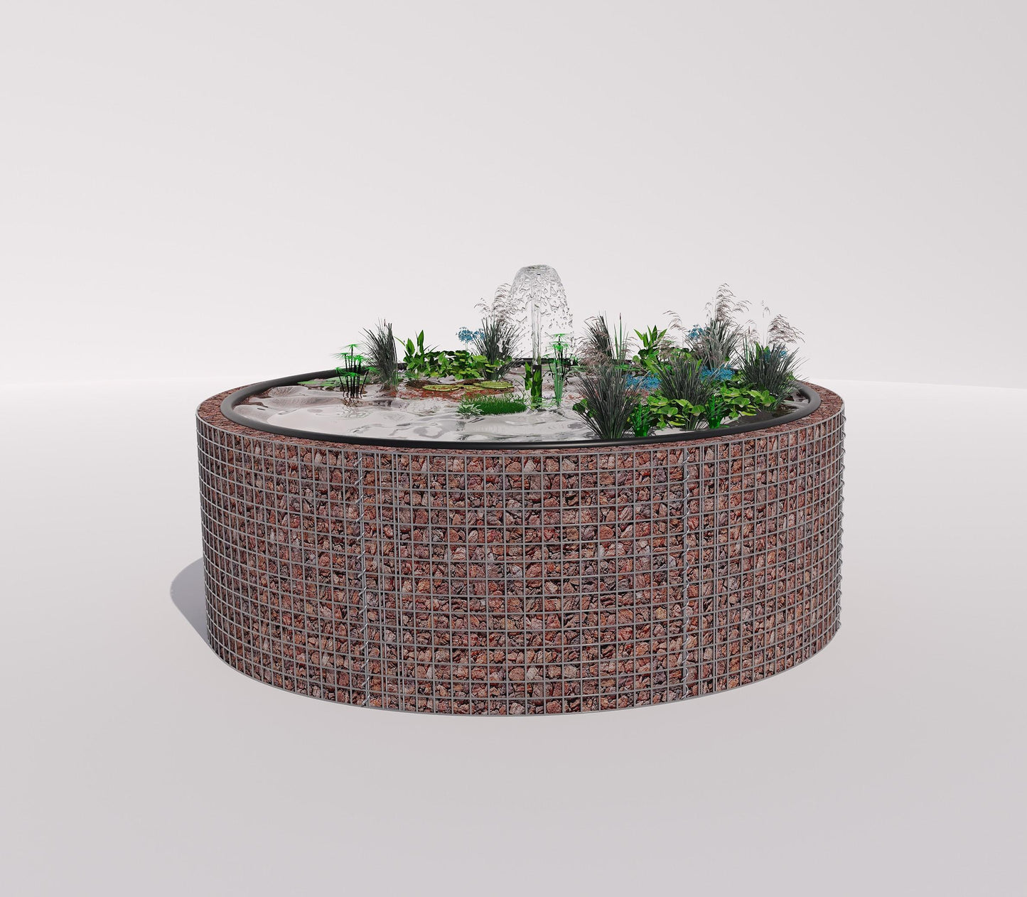 Schanskorf verhoogde vijver, rond, buitendiameter 232 cm, hoogte 80 cm, maaswijdte 5 x 5 cm, wanddikte 15 cm