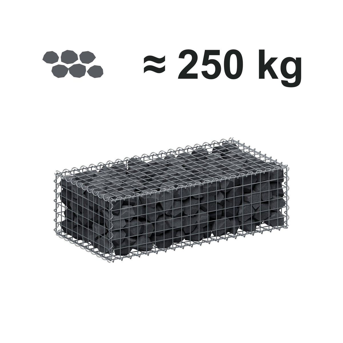 Gabion 100 cm x 30 cm x 50 cm (L x H x D), maskestørrelse 5 cm x 5 cm, spiral