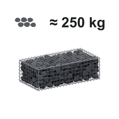 Gabion 100 cm x 30 cm x 50 cm (L x H x D), maskestørrelse 5 cm x 5 cm, spiral