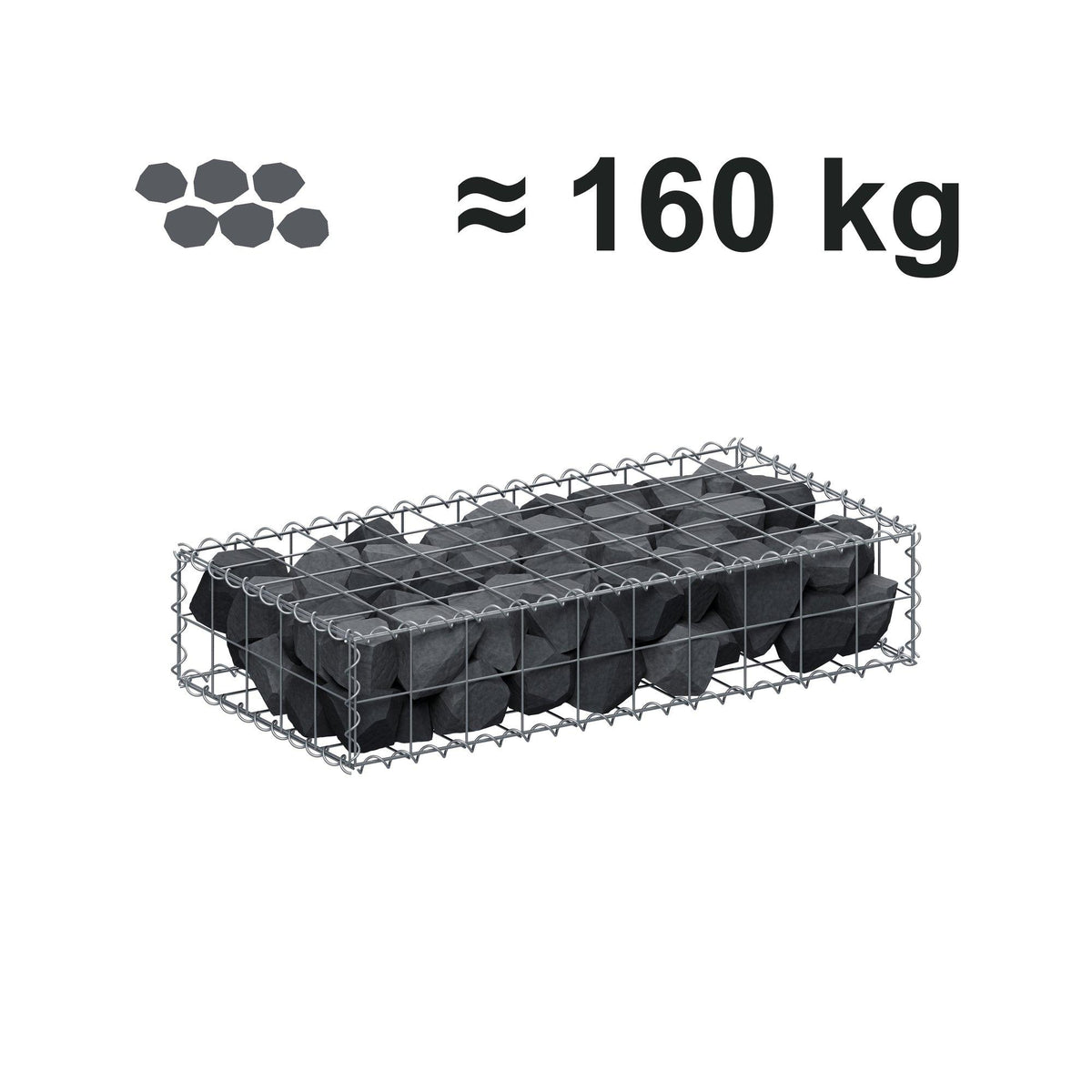 Gabion 100 cm x 20 cm x 50 cm (L x H x D), maskstorlek 10 cm x 10 cm, spiral
