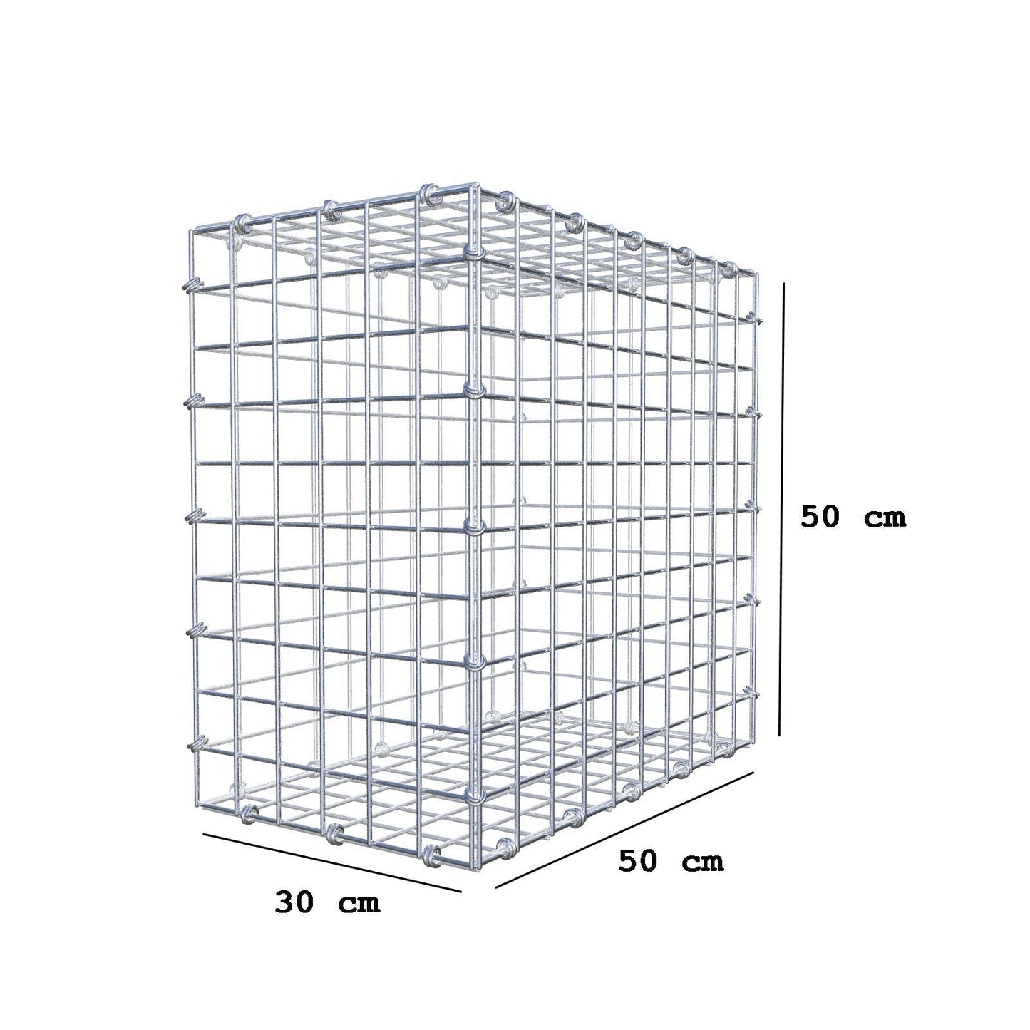 Gabbione 50 cm x 50 cm x 30 cm (L x H x P), maglia 5 x 5 cm, anello a spirale