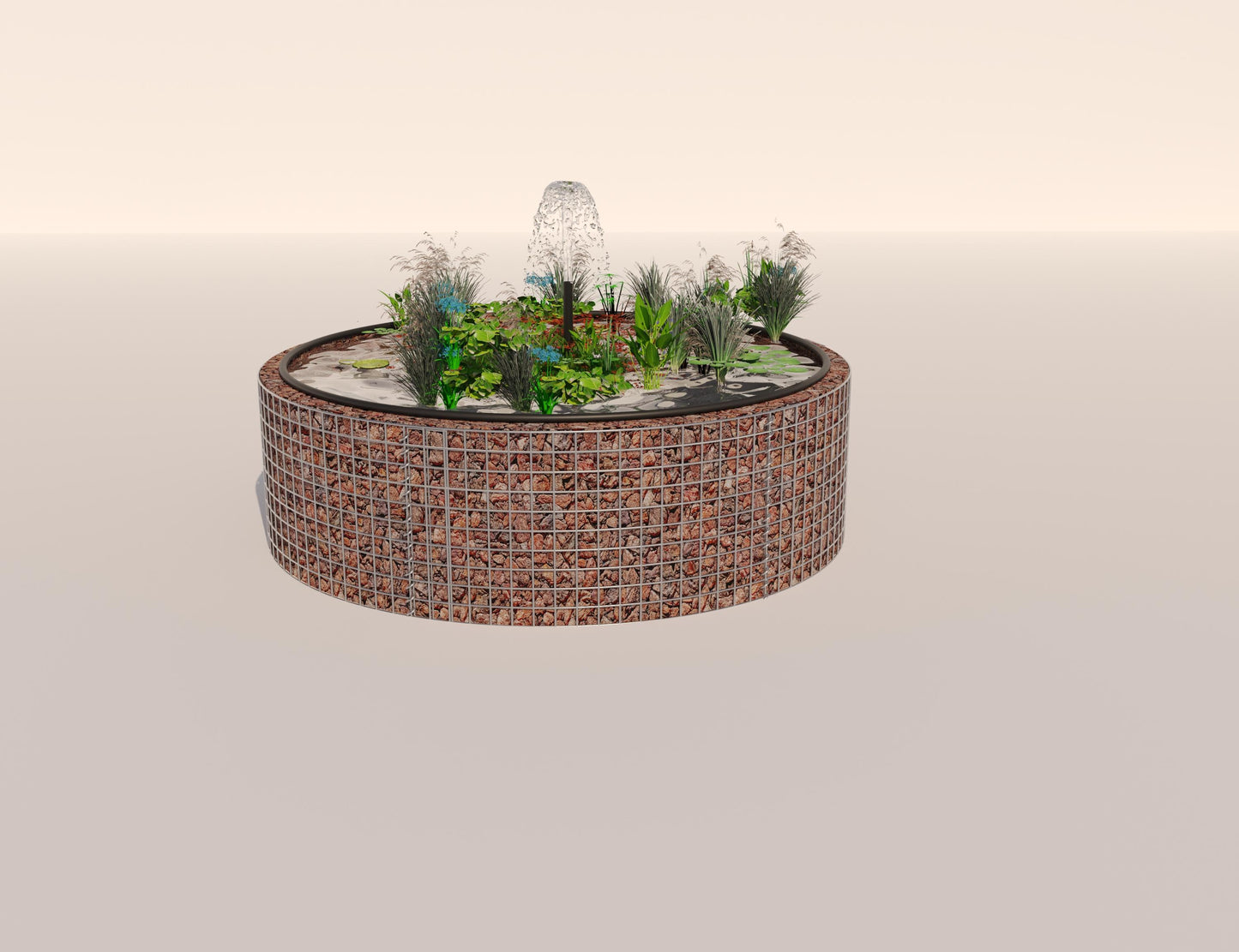 Gabion raised pond, round, outer diameter 172 cm, height 50 cm, mesh size 5 x 5 cm, wall thickness 15 cm