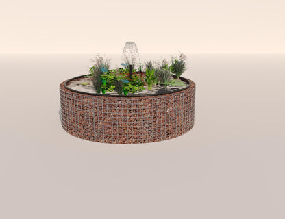 Gabion raised pond, round, outer diameter 172 cm, height 50 cm, mesh size 5 x 5 cm, wall thickness 15 cm
