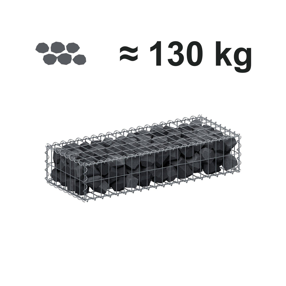 Gabion 100 cm x 20 cm x 40 cm (L x H x P), mailles 5 cm x 10 cm, spirale