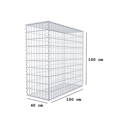 Gabion 100 cm x 100 cm x 40 cm (L x H x P), mailles 5 cm x 10 cm, spirale