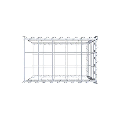 Opbouw schanskorf type 2 50 cm x 50 cm x 30 cm (L x H x D), maaswijdte 10 cm x 10 cm, spiraal