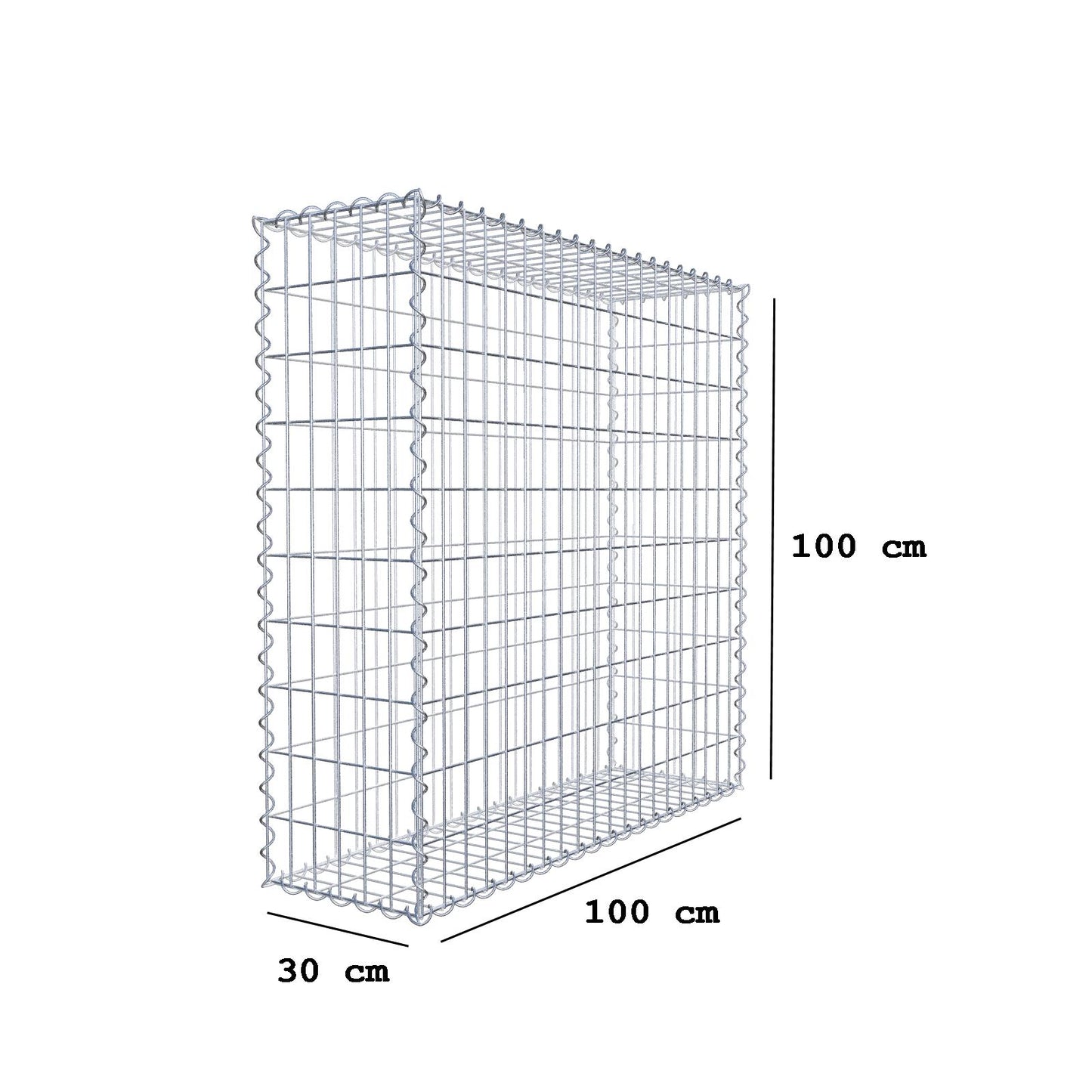Schanskorf 100 cm x 100 cm x 30 cm (L x H x D), maaswijdte 5 cm x 10 cm, spiraal