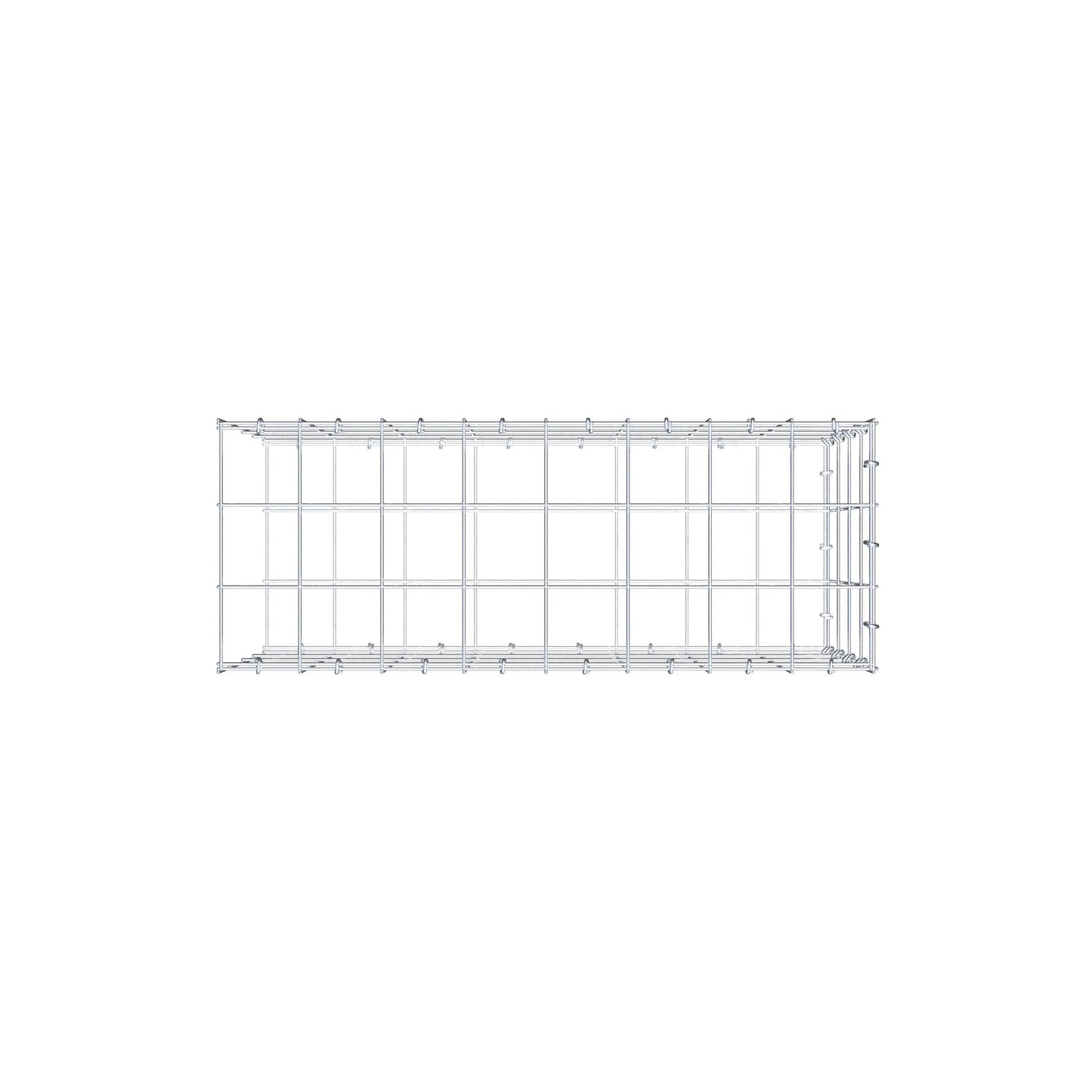 Typ 2 påbyggnadsgabion 80 cm x 40 cm x 30 cm (L x H x D), maskstorlek 10 cm x 10 cm, C-ring