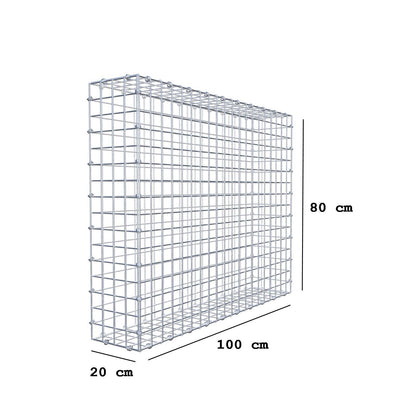 Gabbione 100 cm x 80 cm x 20 cm (L x H x P), maglia 5 x 5 cm, anello a spirale