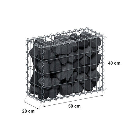 Gabione 50 cm x 40 cm x 20 cm (L x H x T), Maschenweite 5 cm x 10 cm, Spirale