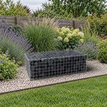 Gabion 100 cm x 30 cm x 50 cm (L x H x D), maskestørrelse 5 cm x 5 cm, spiral