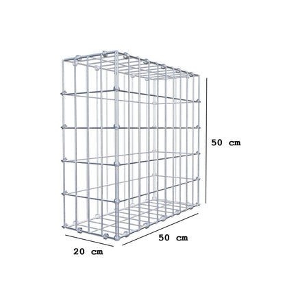 Gabione 50 cm x 50 cm x 20 cm (L x H x T), Maschenweite 5 x 10 cm, Spiralring