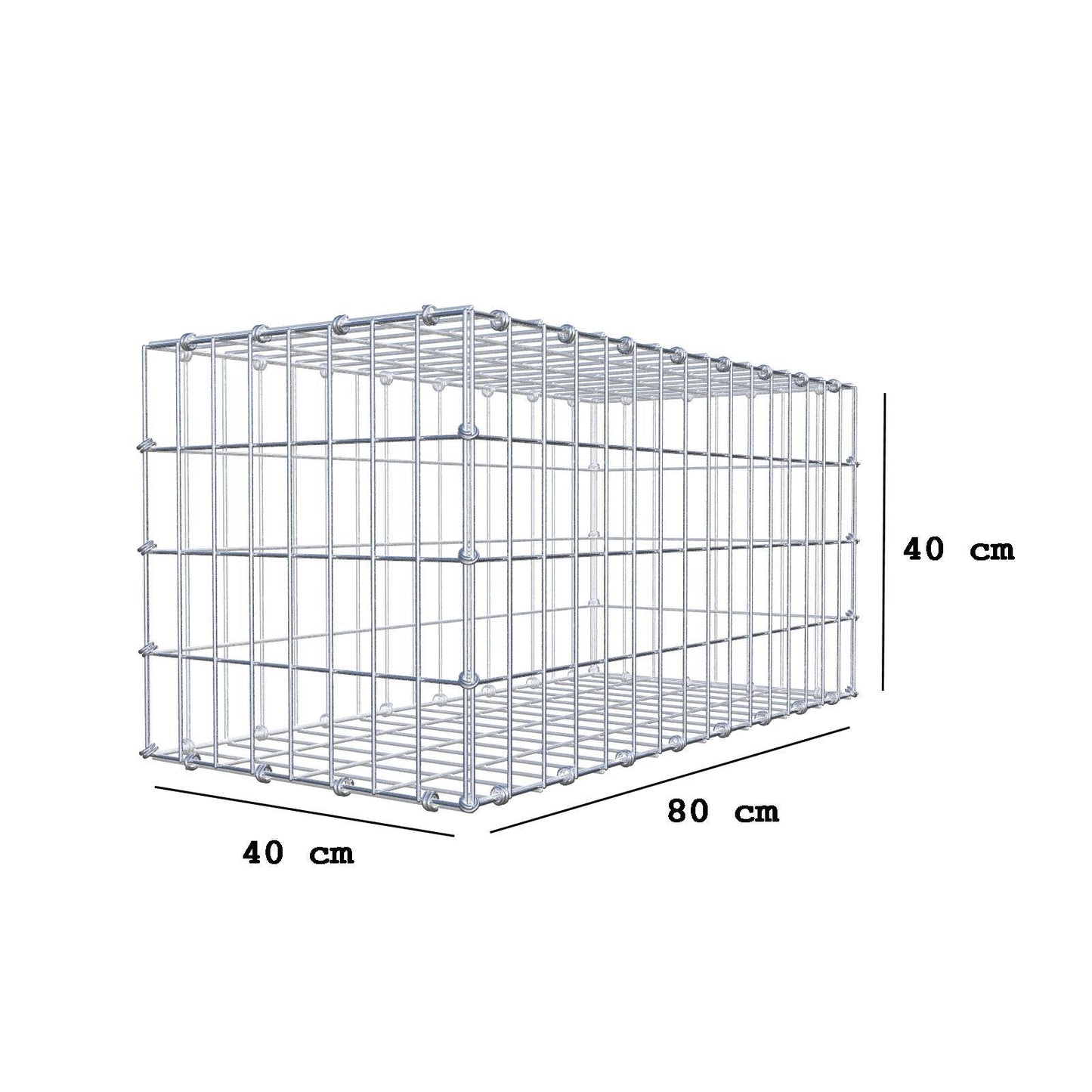 Gabbione 80 cm x 40 cm x 40 cm (L x H x P), maglia 5 x 10 cm, anello a spirale